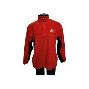 Ohio State Fleece Pullover Large Red Black 1/4 Zip Pockets READ